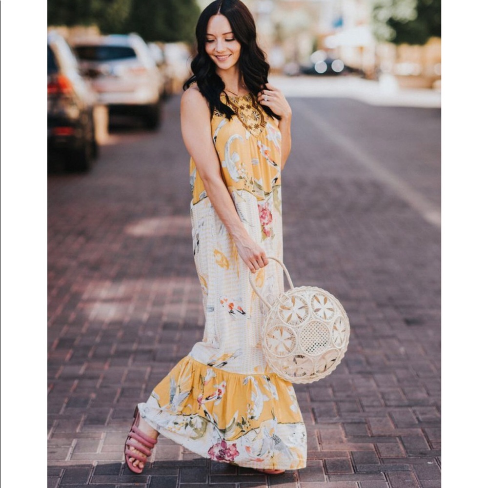 Anthropologie Yellow Maxi Dress